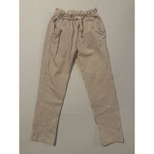 C&A Girls Striped Pants Size 4 Elastic Waist Pull On Casual Pink White